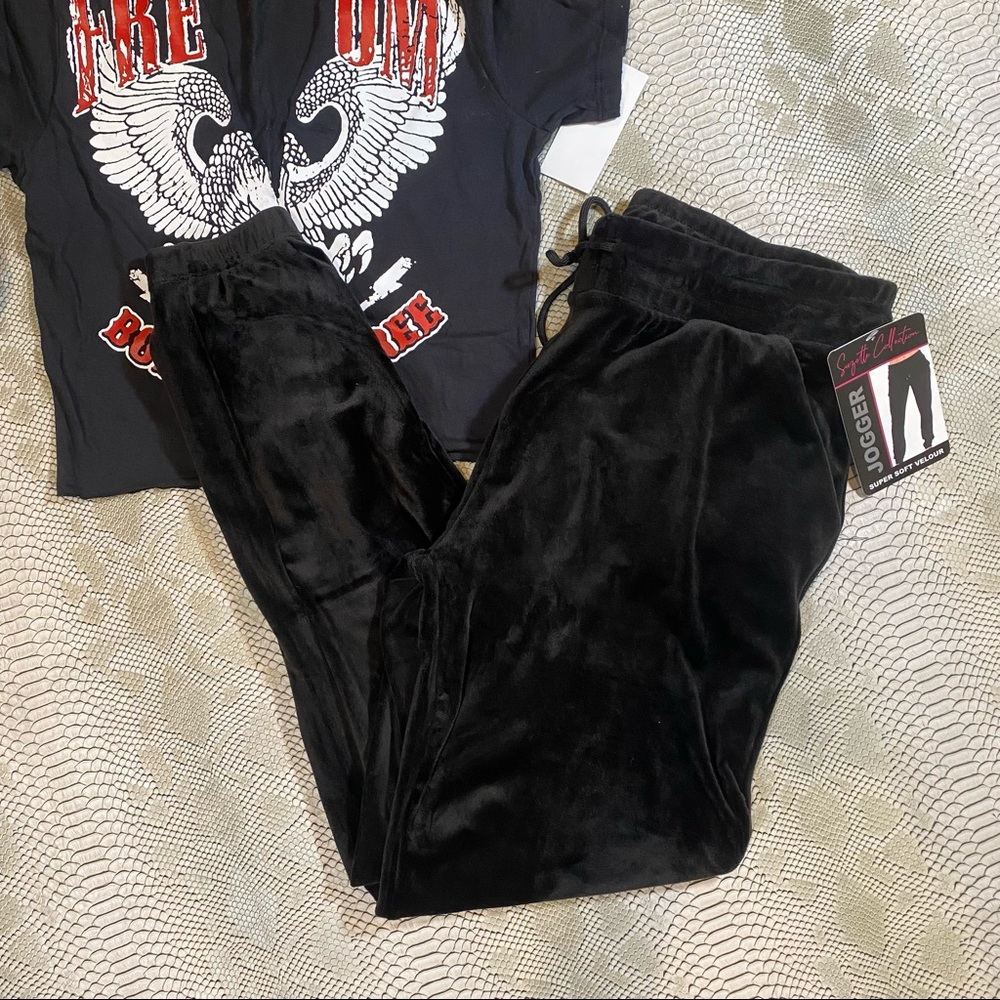 Black velvet luxe joggers